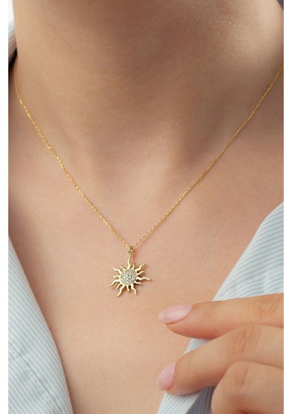 925 Ayar Gold Gümüş Güneş Kolye modelleri