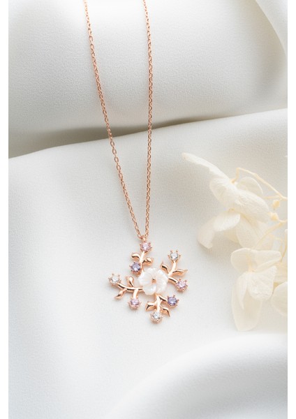 925 Ayar Gümüş Sedefli Çiçek Kolye modelleri