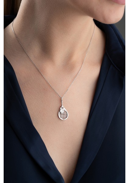 925 Ayar Gümüş Tenis Raketi Kolye