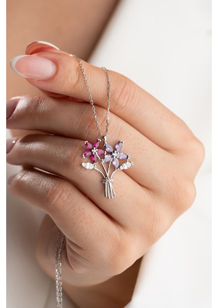 925 Ayar Gümüş Çiçek Buketi Kolye fiyatları