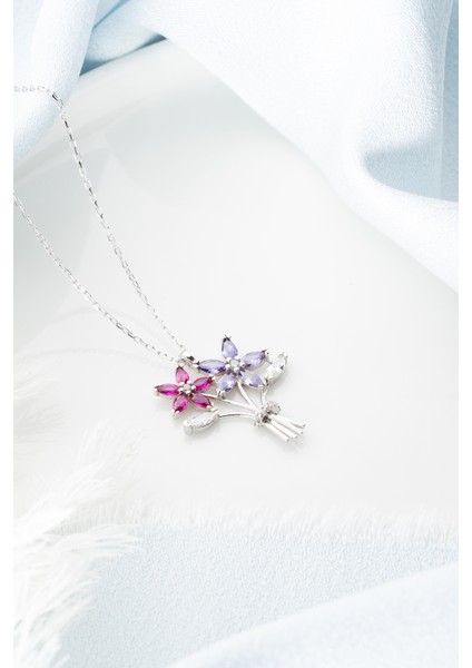 925 Ayar Gümüş Çiçek Buketi Kolye modelleri