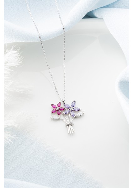 925 Ayar Gümüş Çiçek Buketi Kolye fırsatları