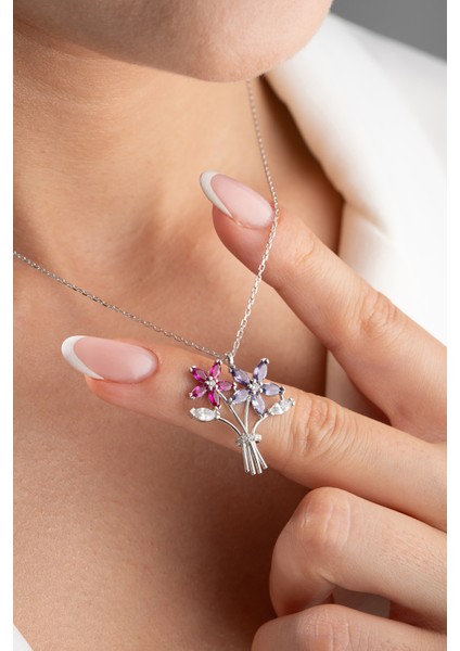 925 Ayar Gümüş Çiçek Buketi Kolye indirimleri