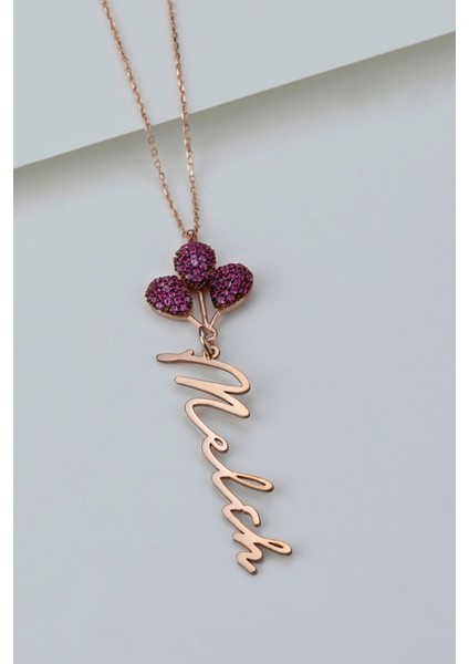 925 Ayar Gümüş Isimli Kırmızı Balonlu Kız Kolye modelleri