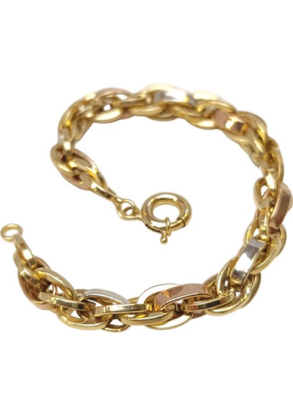 8mm Palamut Haloy Bileklik Künye 14 Ayar Altın Hd Videolu