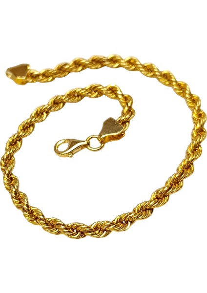 3.7mm Halat Bileklik Künye 14 Ayar Altın Hd Videolu