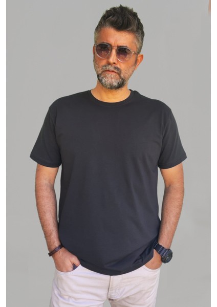 Erkek Siyah Slim Fit Bisiklet Yaka Pamuk Elastan Basic Tişört indirimleri
