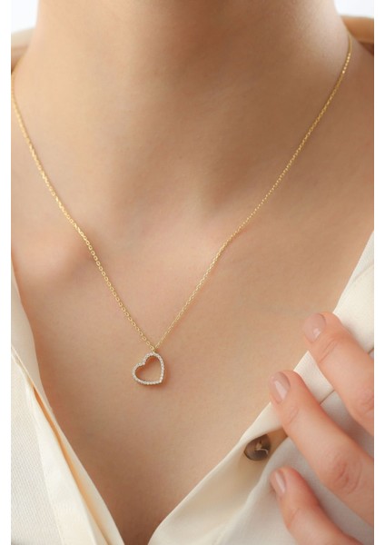 925 Ayar Gümüş Zirkon Taşlı Kalpli Kolye modelleri