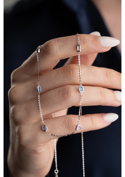 925 Ayar Gümüş Renkli Taşlı Tohum Model Kolye fiyatları