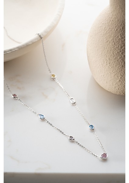 925 Ayar Gümüş Renkli Taşlı Tohum Model Kolye modelleri