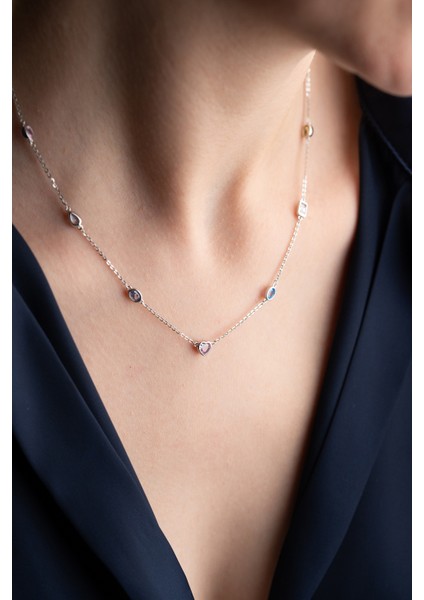 925 Ayar Gümüş Renkli Taşlı Tohum Model Kolye indirimleri