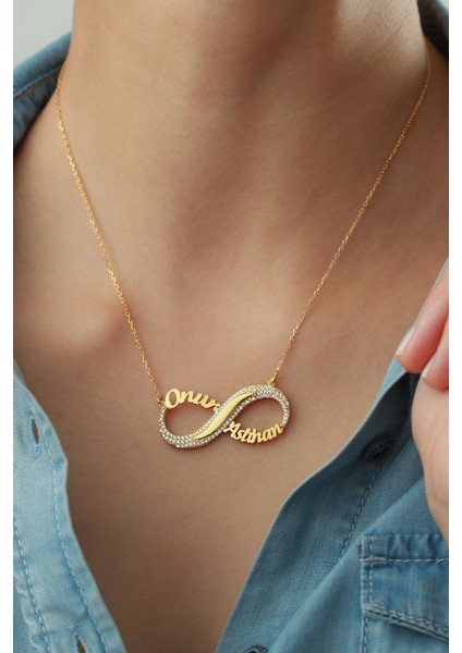 925 Ayar Gümüş Isimli Taşlı Sonsuzluk Kolyesi fiyatları