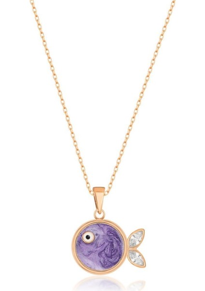 925 Ayar Gümüş Mor Balık Kolye