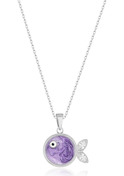 925 Ayar Gümüş Mor Balık Kolye modelleri