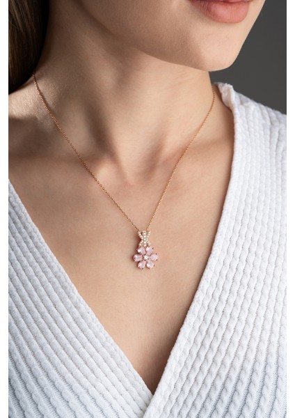 925 Ayar Gümüş Zirkon Taşlı Lotus Çiçeği Kolye