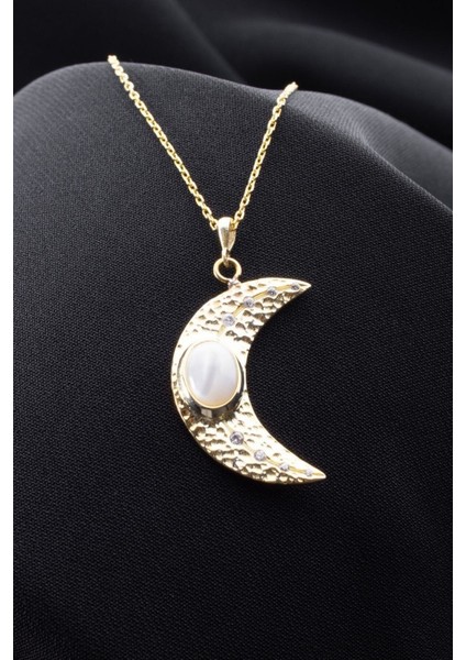 925 Ayar Gümüş Gold Hilal Kolye fiyatları