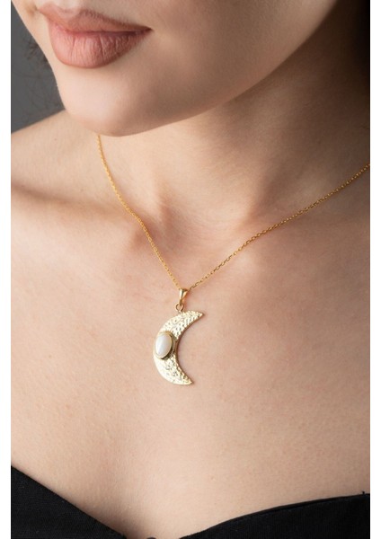 925 Ayar Gümüş Gold Hilal Kolye fırsatları