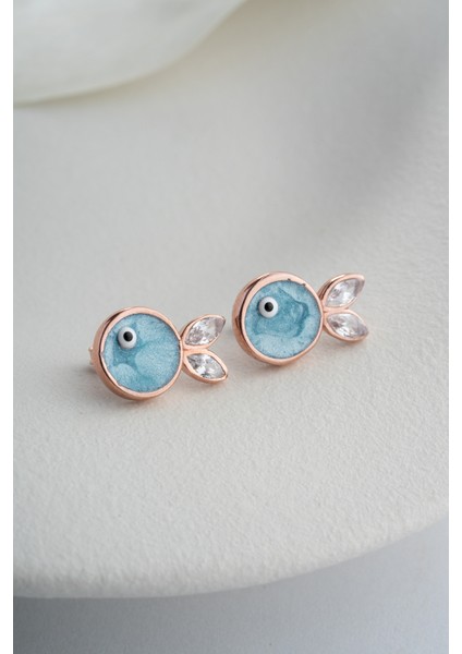 925 Ayar Gümüş Mavi Mineli Balık Küpe indirimleri