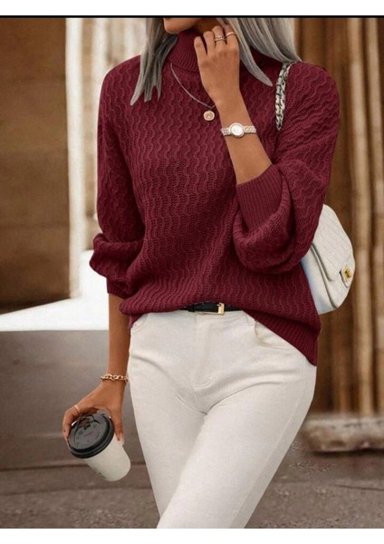 Mdb Kadın Uzun Kollu Balıkçı Yaka Triko Bluz