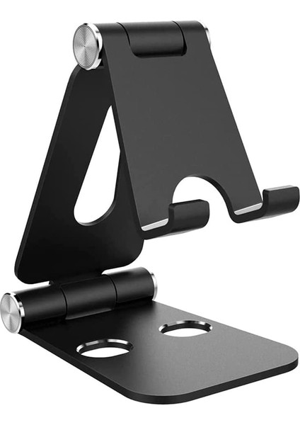 Tok Alüminyum Stand Çok Işlevli Döner Tablet Pc Akıllı Telefon Standı Mini Boy Masaüstü Stand Katlanabilir Cep Telefonu Evrensel Telefon Tutucu L9688 Siyah