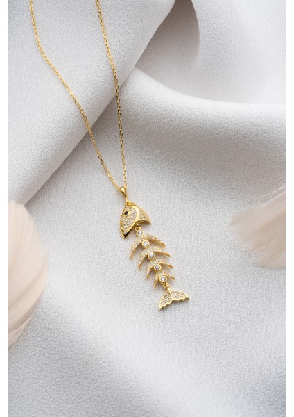 925 Ayar Gümüş Balık Kılçığı Kolye