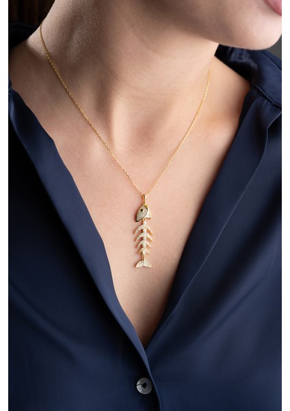 925 Ayar Gümüş Balık Kılçığı Kolye modelleri