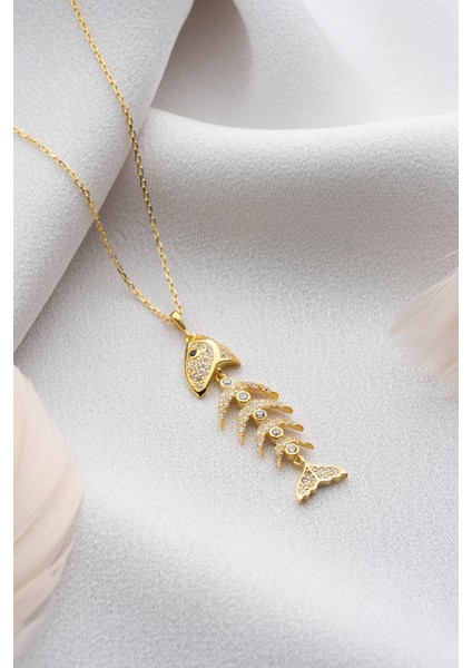 925 Ayar Gümüş Balık Kılçığı Kolye fırsatları