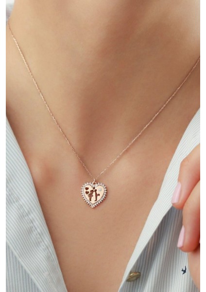 925 Ayar Gümüş Mutlu Çift Kolyesi modelleri