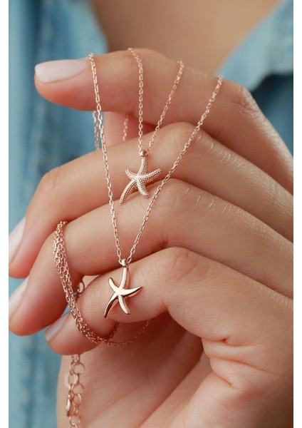 925 Ayar Gümüş Çiftli Deniz Yıldızı Kolye fiyatları