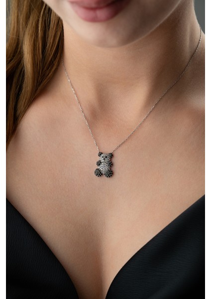925 Ayar Gümüş Zirkon Taşlı Panda Kolye
