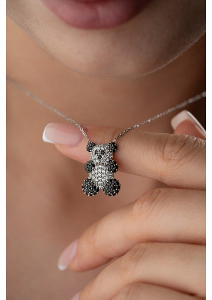 925 Ayar Gümüş Zirkon Taşlı Panda Kolye fırsatları