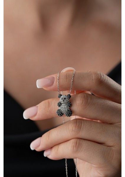 925 Ayar Gümüş Zirkon Taşlı Panda Kolye indirimleri