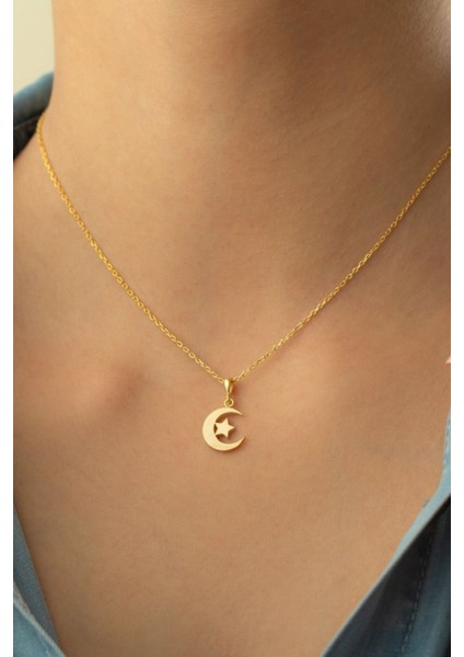 925 Ayar Gümüş Ay Yıldız Kolye modelleri