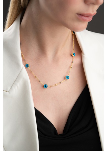 925 Ayar Gümüş Toplu Göz Nazarlı Kolye fiyatları