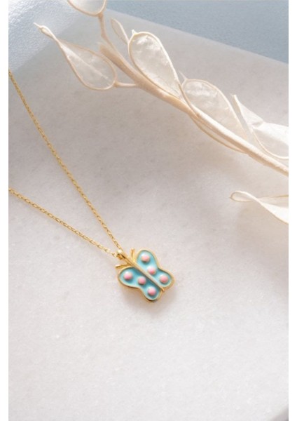 925 Ayar Gümüş Mineli Kelebek Kolye fiyatları