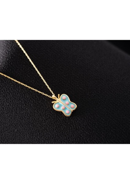 925 Ayar Gümüş Mineli Kelebek Kolye fırsatları