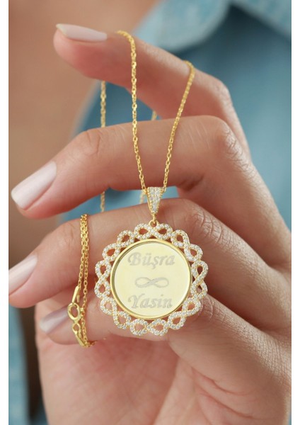 925 Ayar Gümüş Isimli Sonsuzluklu Plaka Kolye