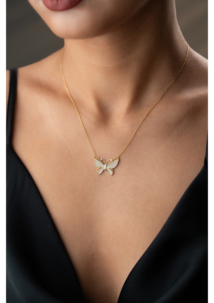 925 Ayar Gümüş Kelebek Kolye