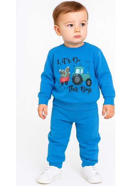 Traktör Baskı Şardonlu Içi Polar 3 Ip Erkek Çocuk Eşofman Takım