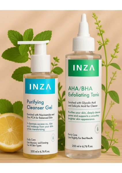 Aha/bha Tonik + Yüz Temizleme Jeli Seti –gözenek Sıkılaştırıcı, Arındırıcı Bakım ikilisi