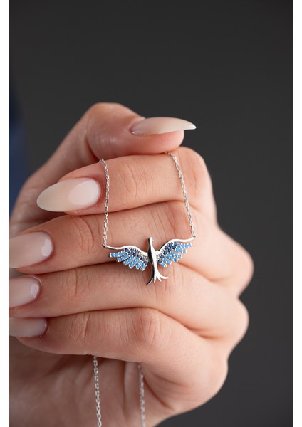 925 Ayar Gümüş Zirkon Taşlı Anka Kuşu Kolye fiyatları