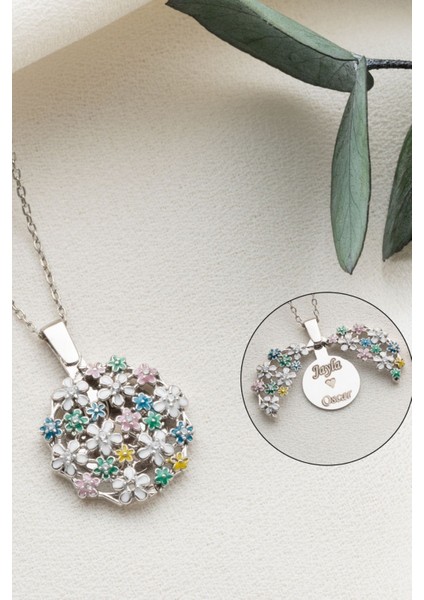 925 Ayar Açılabilen Isimli Çiçek Buketi Gümüş Kolye fiyatları