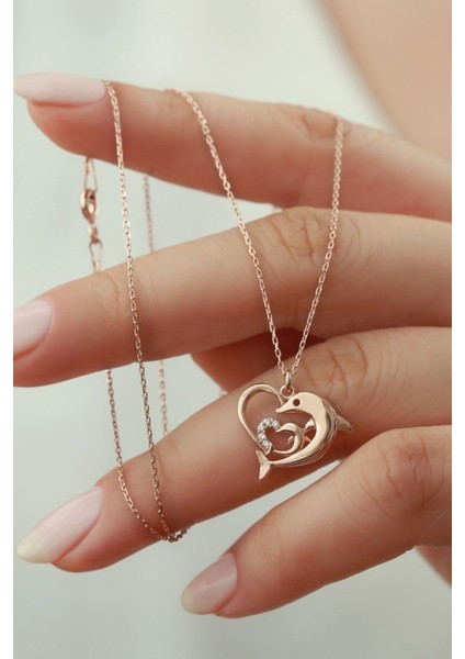925 Ayar Gümüş Yunuslu Kalp Kolye modelleri