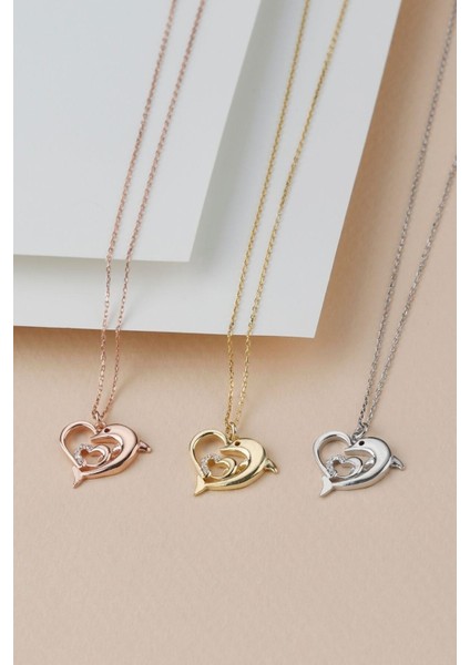 925 Ayar Gümüş Yunuslu Kalp Kolye fırsatları