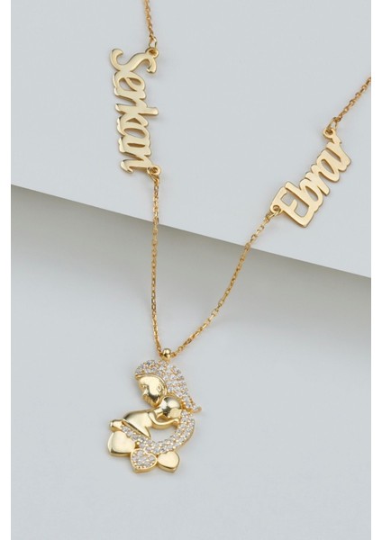 925 Ayar Gümüş Kişiye Özel Isimli Anne Bebek Kolye modelleri