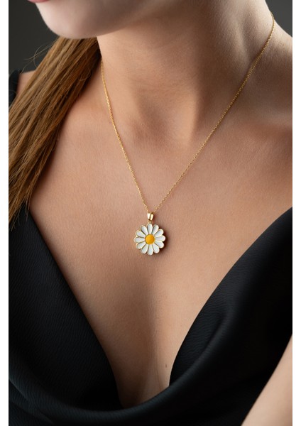 925 Ayar Gümüş Resimlik Papatya Kolye