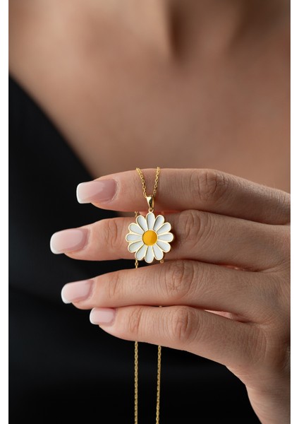 925 Ayar Gümüş Resimlik Papatya Kolye fiyatları