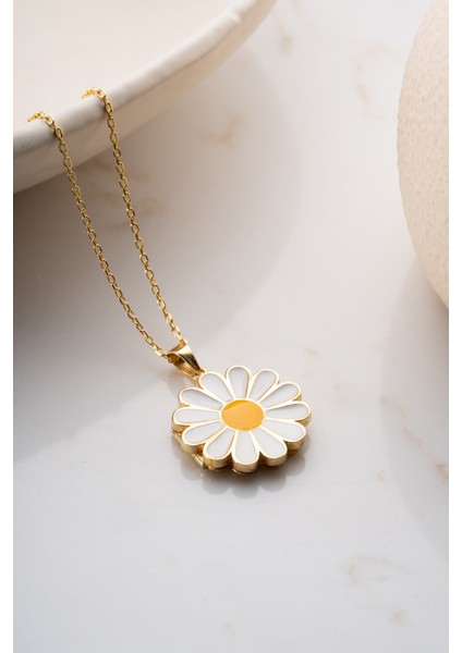 925 Ayar Gümüş Resimlik Papatya Kolye indirimleri