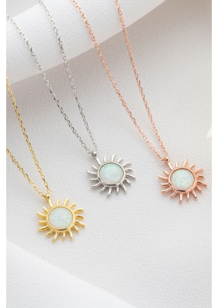 925 Ayar Gümüş Opal Taşlı Güneş Kolye fiyatları