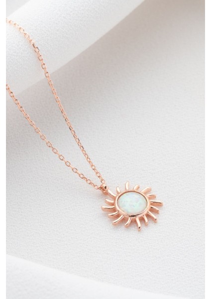 925 Ayar Gümüş Opal Taşlı Güneş Kolye indirimleri